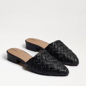 Sam Edelman Page Mule Black Woven Leather Flats Slide Slides Mules Loafer 11 M
